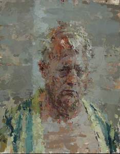 Peter with Stripes, 2013 &nbsp;Oil on masonite 14 x 11 inches
