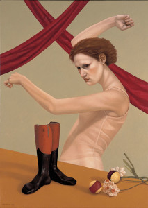 Crossed Drapes, 2001, 39 x 28 in, oil on linen